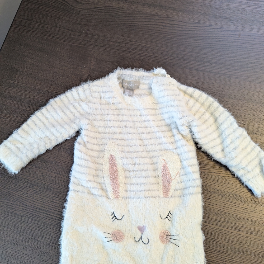 Fuzzy Striped Bunny Sweater